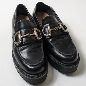 Faux leather chunky loafer with buckle